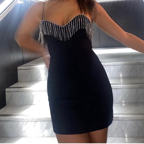 Zara rhinestone fringe mini dress - Picture 5 of 6